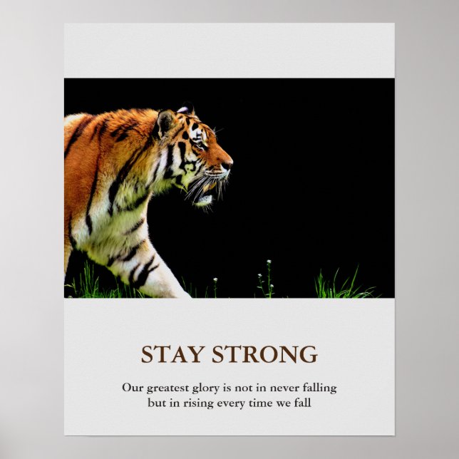 Poster Restez fort Tigre Motivationnel Animal Artwork (Devant)