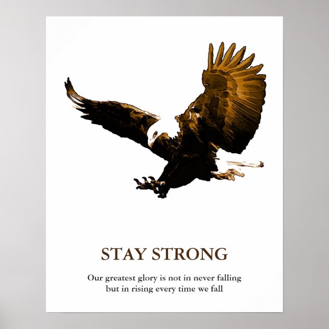 Poster Restez forts Aigle à tête blanche Motivationnel (Devant)
