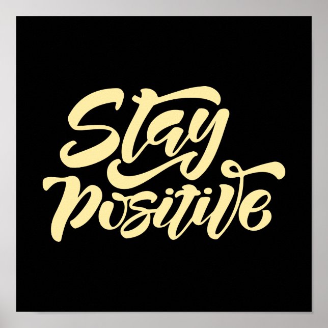 Poster Restez positif Jaune (Devant)