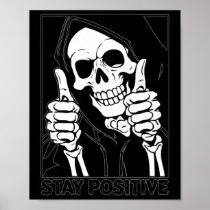 Poster Restez positif Skeleton Grim Reaper Halloween