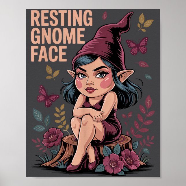 Poster Resting Gnome Face Cute Funny Christmas Kawaii Car (Devant)