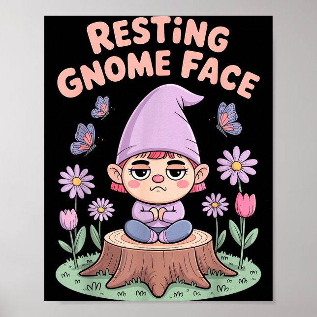 Poster Resting Gnome Face Cute Funny Christmas Kawaii Car (Devant)