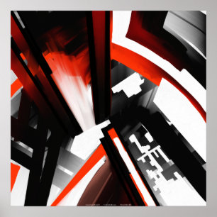 Poster Résumé abstrait rouge noir et blanc