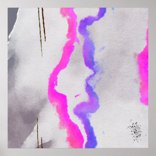 Poster Résumé aquarelle abstrait violet et rose