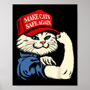 Poster Rétablir la sécurité des chats Rouge Chats chapeau