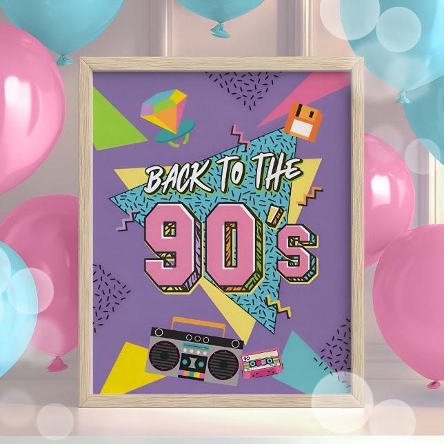 Poster Retour à la signature de fête des années 90, affic (Créateur téléchargé)