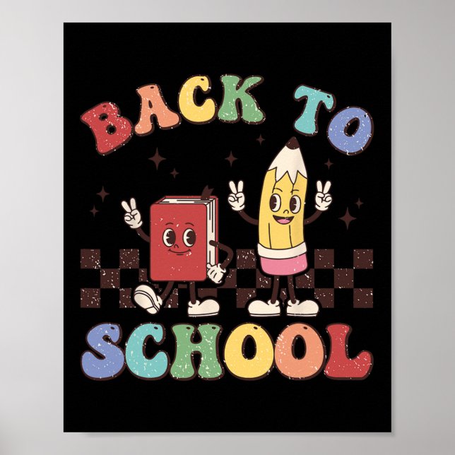 Poster Retour À L'École Enseignants Garçons Filles Joyeux (Devant)