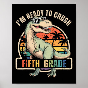 Poster Retour à l'école Garçon dinosaure Je suis prêt à é