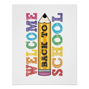 Poster Retour à l'école – Illustration de crayon