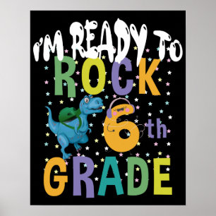 Poster Retour à l'école Je suis prêt à rocker 6e année Di