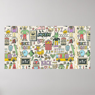 Poster Retour à l'école jeu de gribouillis coloré 2. Main