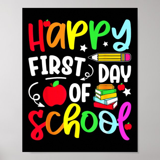 Poster Retour À L'École Joyeux Premier Jour De L'École En (Devant)