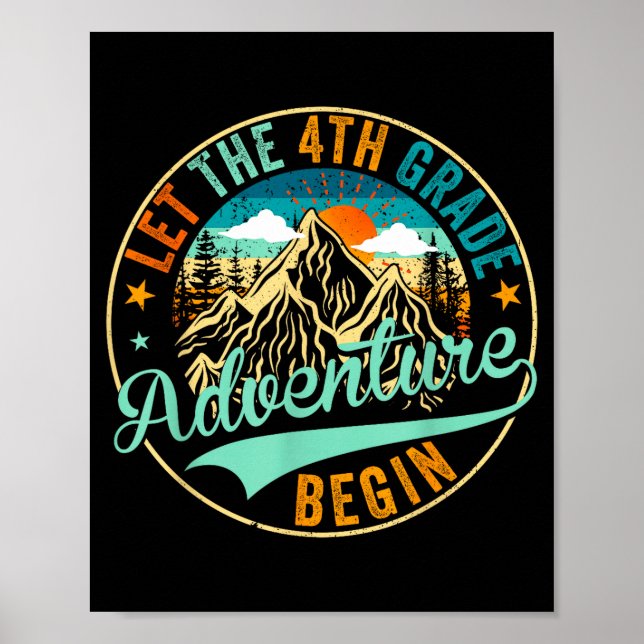 Poster Retour à l'école laissez l'aventure de 4e année se (Devant)