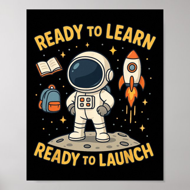 Poster Retour à l'école lancement de fusée spatiale appre (Devant)