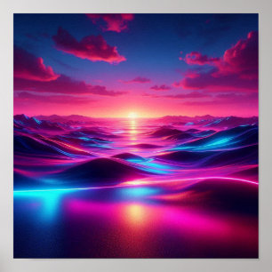 Poster Retour à l'école Lumières de l'horizon néon surréa