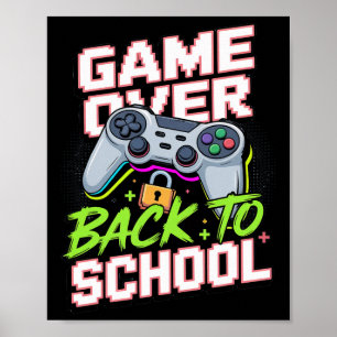 Poster Retour à l'école Manette de jeu vidéo drôle et coo