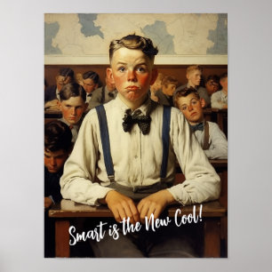 Poster Retour à l'école Norman Rockwell dessin style