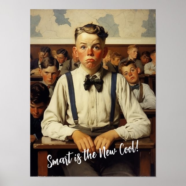 Poster Retour à l'école Norman Rockwell dessin style (Devant)