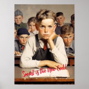 Poster Retour à l'école Norman Rockwell dessin style