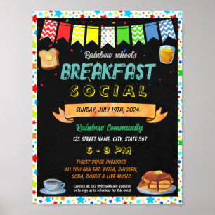 Poster Retour à l'école Petit déjeuner modèle social