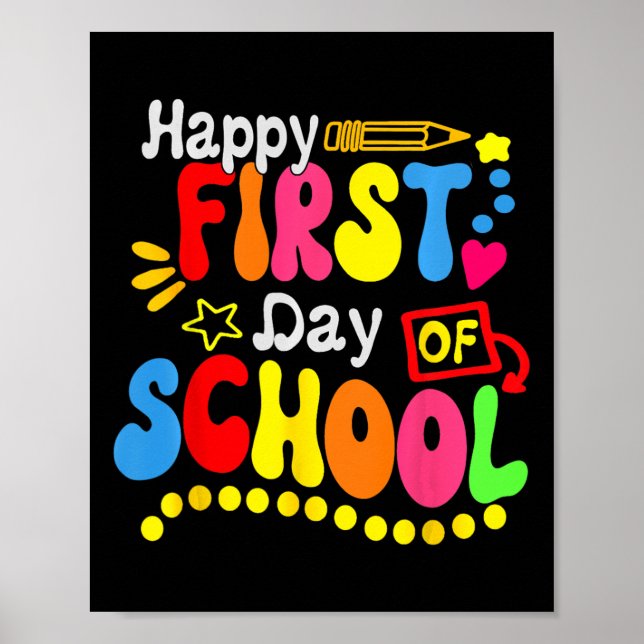 Poster Retour À L'École Professeur Étudiant Heureux Premi (Devant)