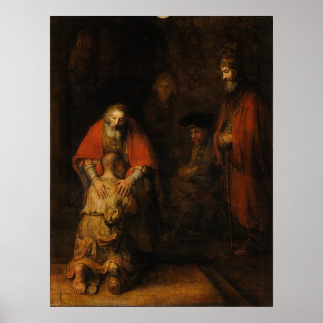 Poster Retour du fils prodigue par Rembrandt van Rijn (Devant)