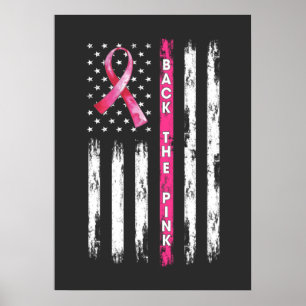 Poster Retourner Le Ruban rose Drapeau Sensibilisation au