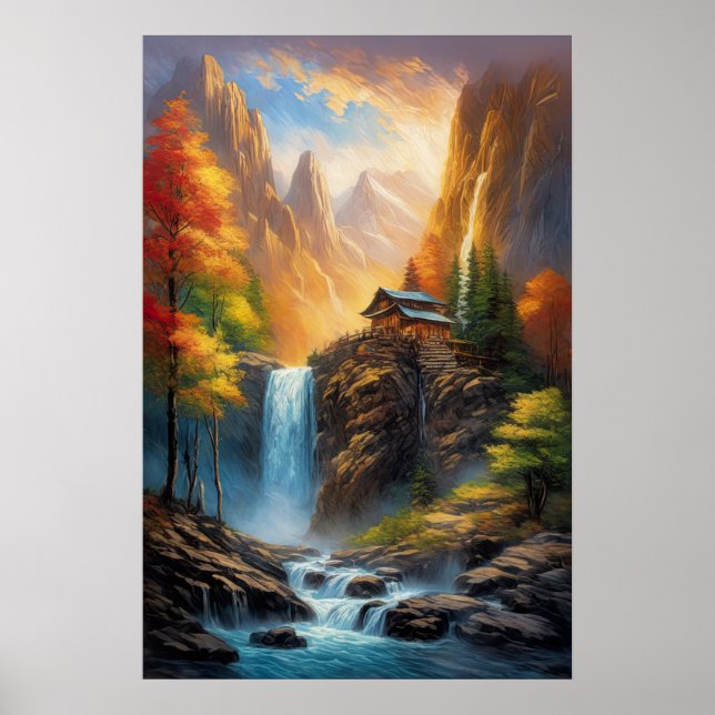 Poster Retraite de la falaise : Cabine en bois près de la (Devant)
