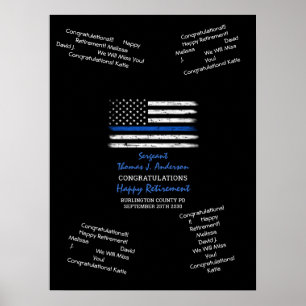 Poster Retraite de la police Livre d'invités mince Ligne
