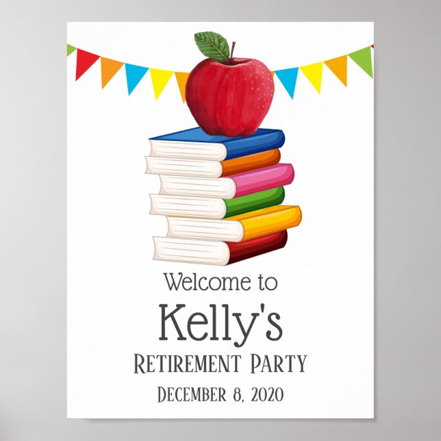 Poster retraite d'enseignant, Apple, signe welcom (Devant)