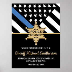 Poster Retraite du shérif de police Mince Ligne bleue Bie