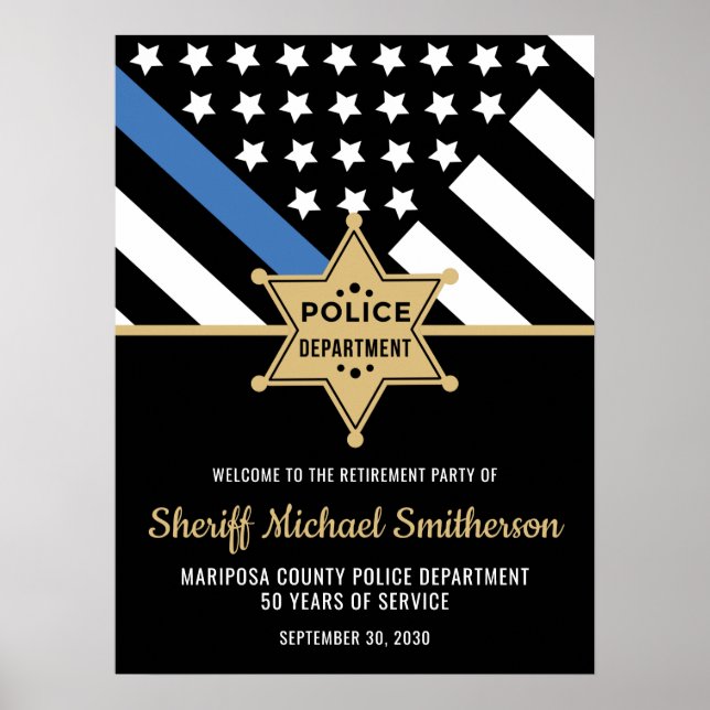 Poster Retraite du shérif de police Mince Ligne bleue Bie (Devant)