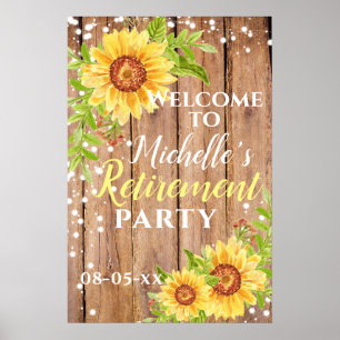 Poster Retraite Floral Tournesol Rustique Parti Bienvenue