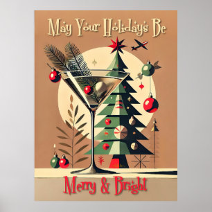 Poster Retro 50s Jet Set Noël Martini Arbre