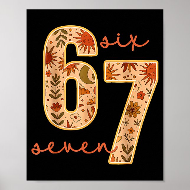 Poster Retro 67 Six Seven Boho Floral Retro Moon Flowers  (Devant)