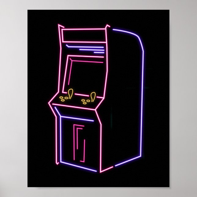 Poster Retro 80s 90s NeON Arcade Machine Arcade Cabinet d (Devant)