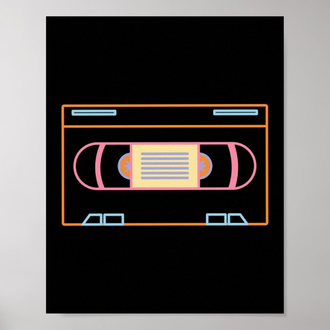 Poster Retro 80s 90s Neon Vidéo bande Vhs (Devant)