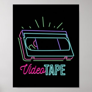 Poster Retro 80s 90s Neon Vidéo bande Vhs