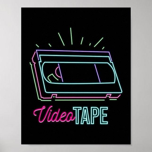 Poster Retro 80s 90s Neon Vidéo bande Vhs (Devant)