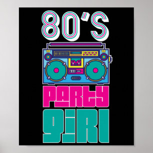 Poster Retro 80's Party Girl Awesome femmes coloré