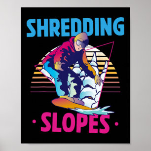Poster Retro 90s 80s Snowboard Shredding Slopes Snowboard
