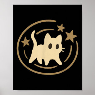 Poster Retro 90s Y2k Ed Cat Cosmique Stars Cadeau Pour Ho