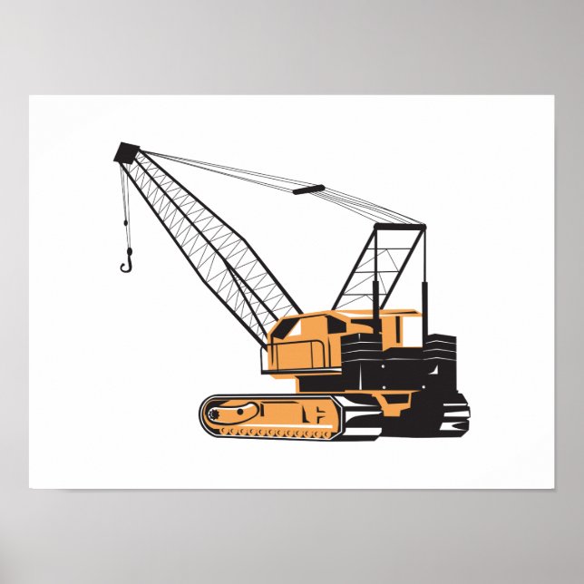 Poster Rétro à grue de construction (Devant)