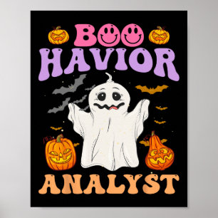 Poster Retro Aba Therapist Bcba Halloween Ghost Boo Havio