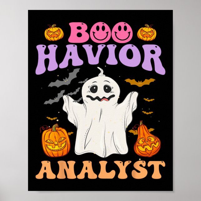 Poster Retro Aba Therapist Bcba Halloween Ghost Boo Havio (Devant)