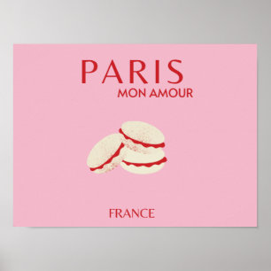 Poster Retro Abstrait Pastel Paris Pink Pastel Travel Art