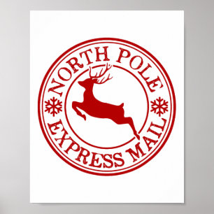 Poster Retro Ancien Pôle Nord Express Courrier Reinde