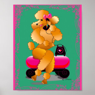Poster Retro Apricot Poodé sur le téléphone Imprimer