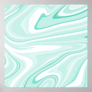 Poster Retro Aqua Green Swirl Liquid Peinture esthétique