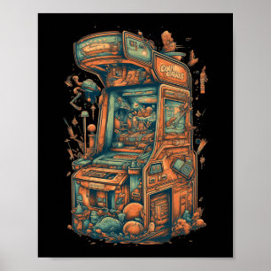 Poster Retro Arcade Gamer Clic Machine de jeux d'arcade
